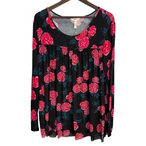 NWT Matilda Jane top women's large long sleeve floral babydoll tunic blouse‎